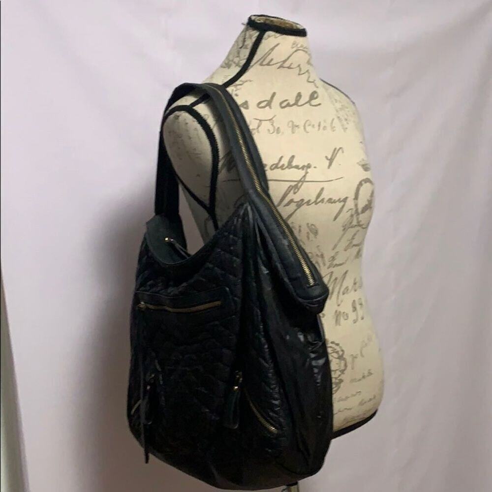 SONDRA ROBERTS SQUARED QUILTED‎ BLACK BAG